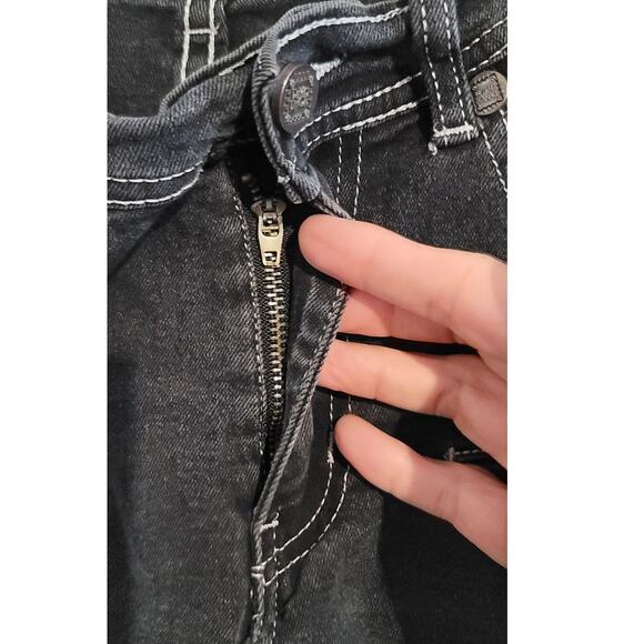 Demolition Distressed Paint Splatter Bleached Moto Kids Jeans Black Gray 12 - Picture 8 of 8